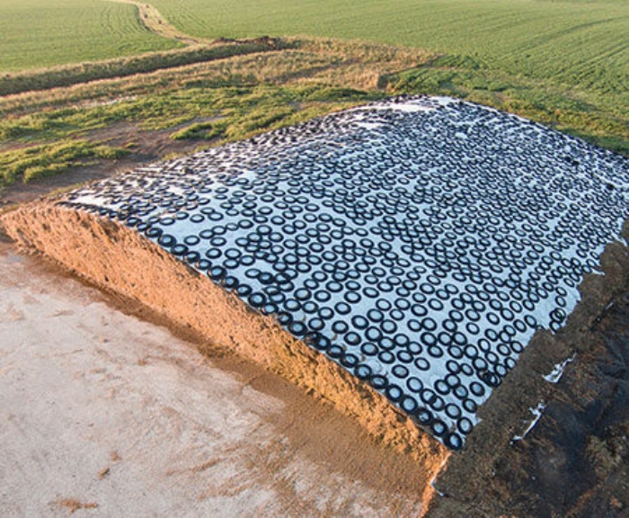 Raven Engineered Films geosynthetics agricultural silage cover. The upcoming GSI agriculture/aquaculture webinar will include such uses.